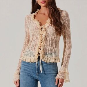 ASTR Sheer Ruffled Blouse